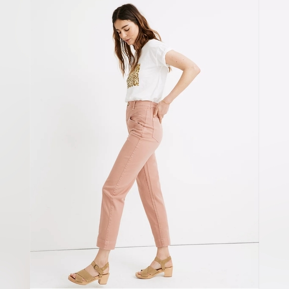 Madewell Pink Yoke Edition Tapered Pants Size 31 Classic Boho Chic Academia - Picture 4 of 15
